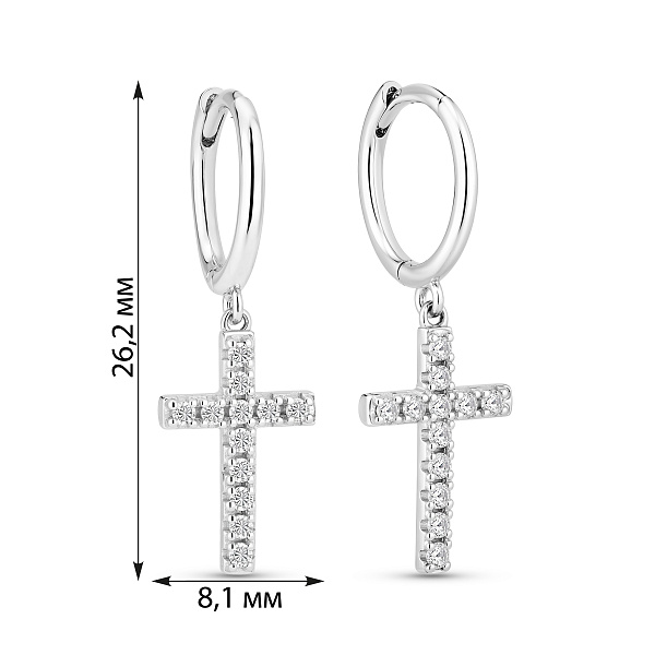 Серебряные серьги-конго Крестики (арт. 7502/10537/10) – изображение 2