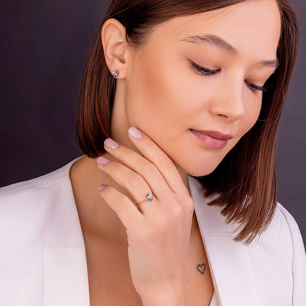 Золота каблучка з топазом (арт. 141230Птг) – зображення 3