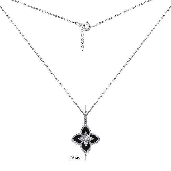 Серебряное колье с ониксом и фианитами (арт. 7507/2335/15о) – изображение 3