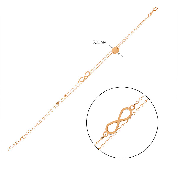 Браслет из красного золота «Бесконечность» (арт. 324867а) – изображение 3