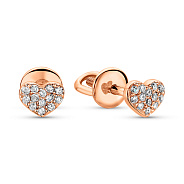 Фото Серьги-пусеты из красного золота с бриллиантами (арт. 2100530201)