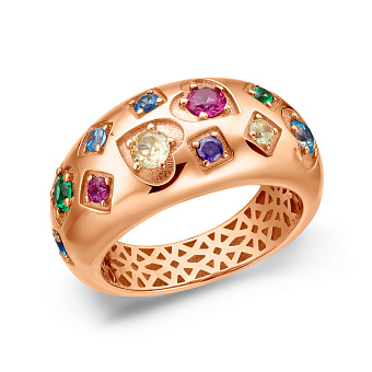 Золота каблучка з фіанітами  (арт. 141482цв)