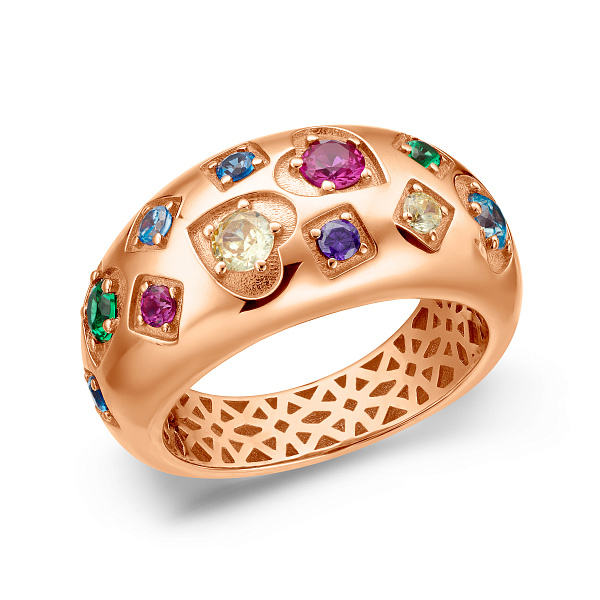 Золота каблучка з фіанітами  (арт. 141482цв) – зображення 1