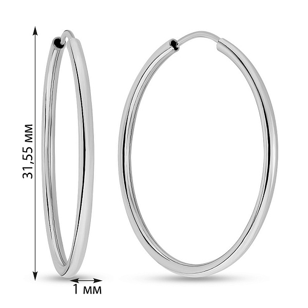 Серьги-кольца из белого золота (арт. 122600/35б) – изображение 4