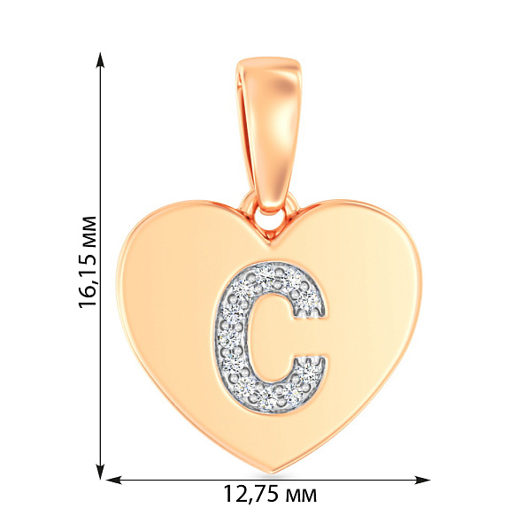 Золотая подвеска Буква С с фианитами (арт. 440956) – изображение 3