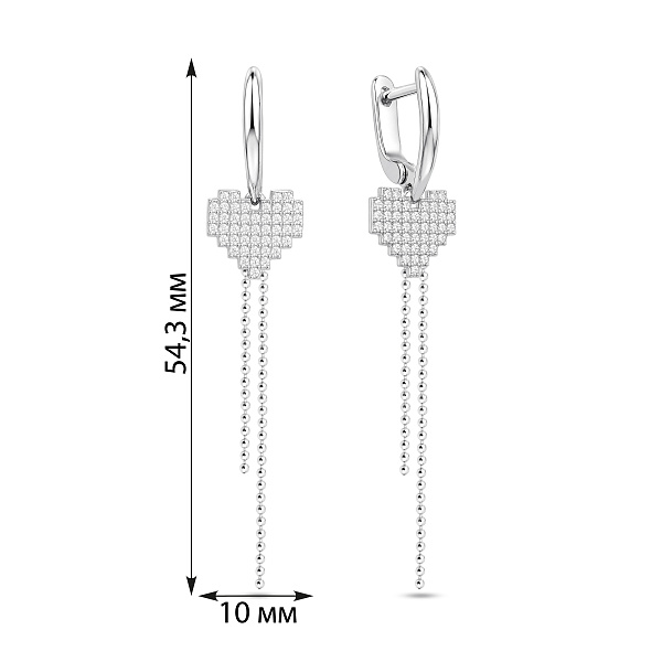 Серебряные серьги-подвески с фианитами (арт. 7502/10372) – изображение 2