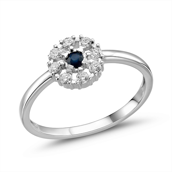 Кольцо из белого золота с сапфиром и бриллиантами (арт. К011691бс) – изображение 1