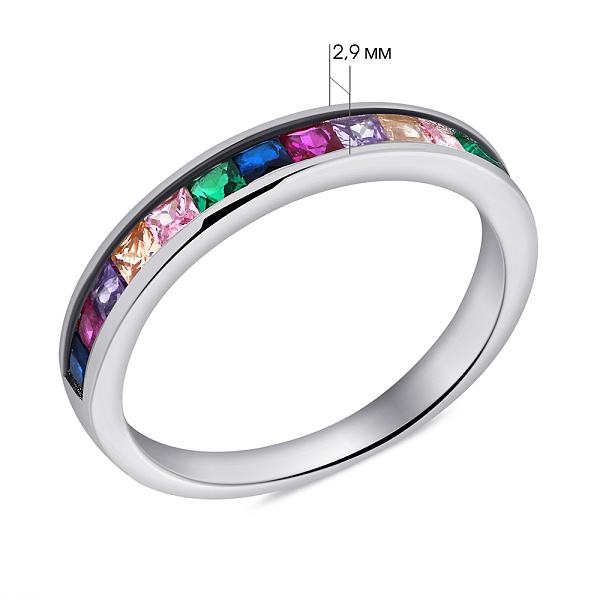 Срібна каблучка з доріжкою з альпінітів (арт. 7501/6200ацв) – зображення 2
