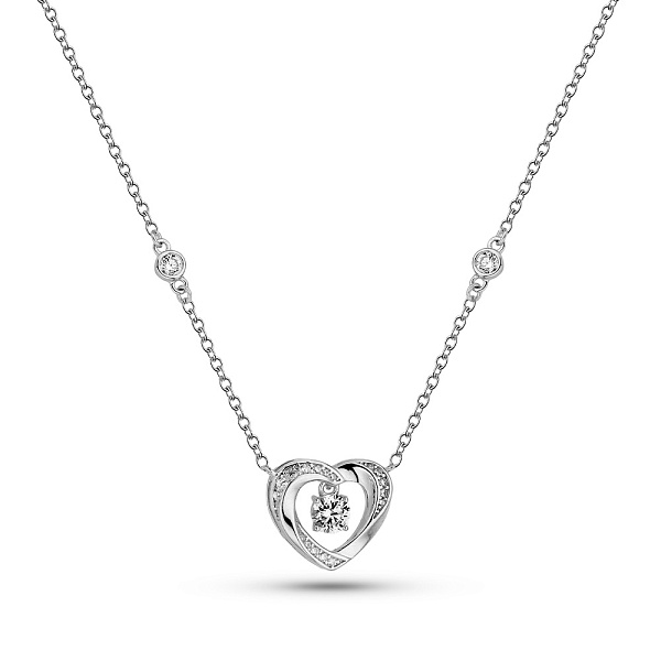 Серебряное колье Сердце с фианитами (арт. 7507/2260) – изображение 1