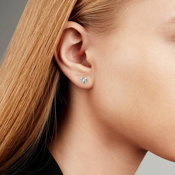 Золотые пусеты в белом цвете металла с бриллиантами  (арт. С341110015б) – изображение 2