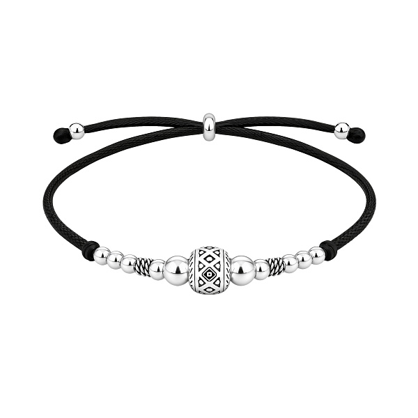 Срібний браслет з шовковою ниткою (арт. 7309/5345ч) – зображення 1