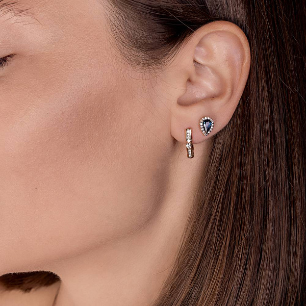 Пусеты из красного золота с сапфирами и бриллиантами (арт. Т011235с) – изображение 3