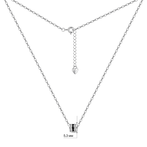 Срібне кольє з емаллю і фіанітами (арт. 7507/2411еч) – зображення 3