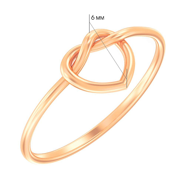 Золотое кольцо "Сердце" (арт. 140844) – изображение 3