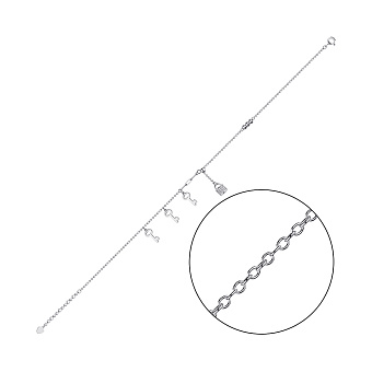Фото Браслет из серебра на ногу с подвесками и с фианитами (арт. 7509/4466н)