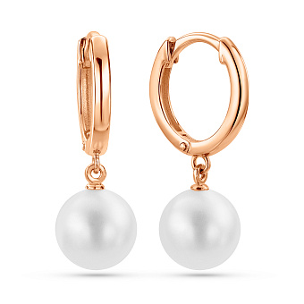 Сережки з червоного золота з перлами (арт. 1101254)