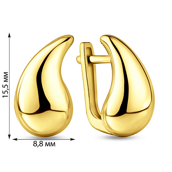 Сережки з жовтого золота Крапля (арт. 1101212ж) – зображення 4