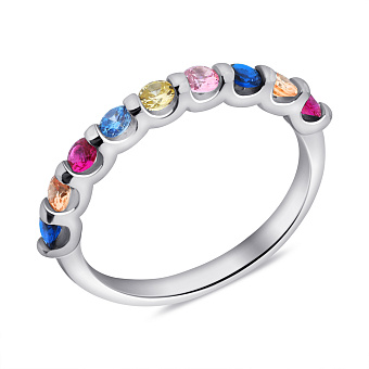 Срібна каблучка з доріжкою з альпінітів (арт. 7501/6927ацв)