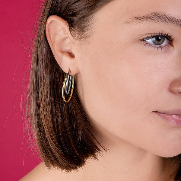 Серьги из желтого и белого золота (арт. 1091108/30жб) – изображение 3