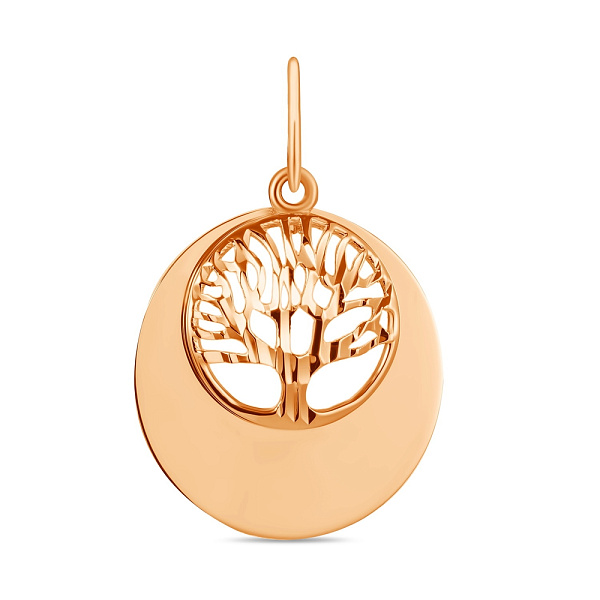 Золотий кулон Дерево життя в червоному кольорі металу (арт. 424092) – зображення 1
