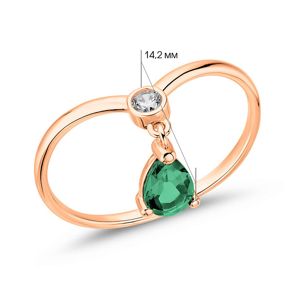 Золотое кольцо с зеленым кварцем (арт. 141273Пз) – изображение 4