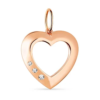 Подвеска из красного золота «Сердце» с фианитами (арт. 424249)