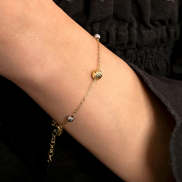 Браслет с шариками из желтого и белого золота (арт. 325450жб) – изображение 2