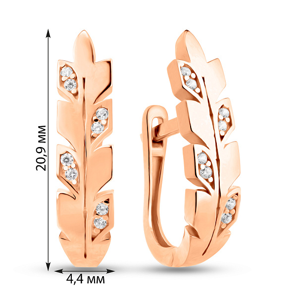 Золотые серьги с фианитами (арт. 1091396) – изображение 5