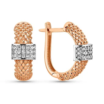 Сережки з червоного золота з родіюванням (арт. 1092013р)