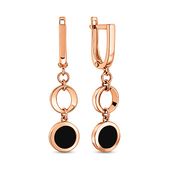 Золоті сережки-підвіски з емаллю Лýна (арт. 110025еч)