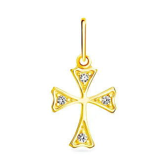 Золота підвіска-хрестик з фіанітами (арт. 440456ж)