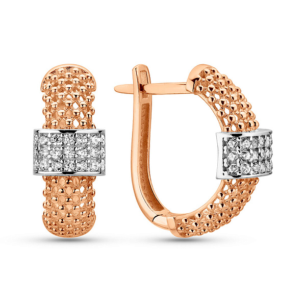 Сережки з червоного золота з родіюванням (арт. 1092013р) – зображення 1