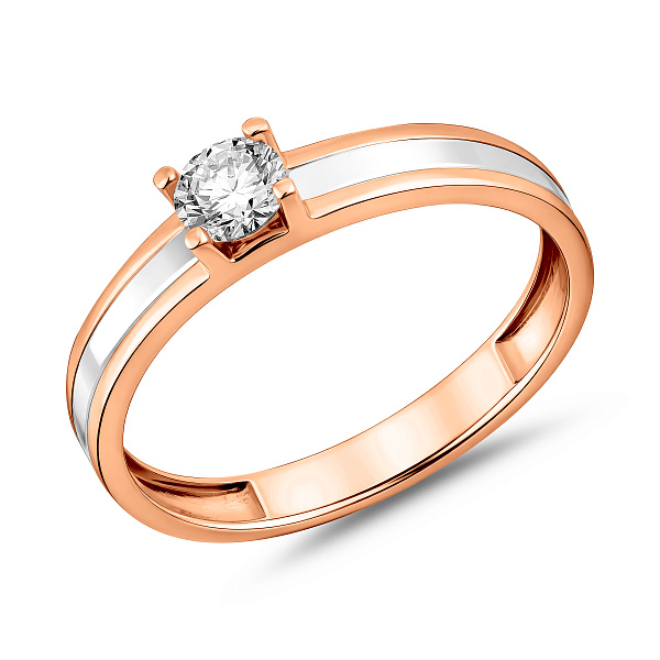 Золотое помолвочное кольцо с фианитом (арт. 141071) – изображение 1