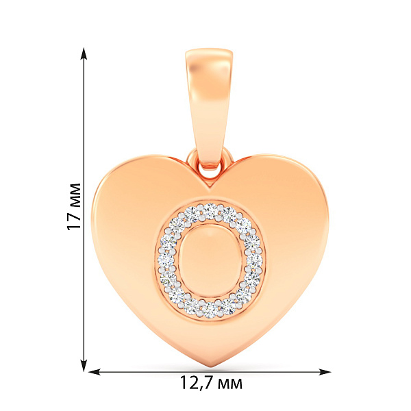 Золотая подвеска Буква О с фианитами (арт. 440983) – изображение 3