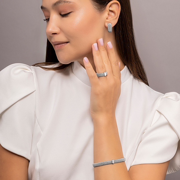 Серьги из белого золота (арт. 1092015б) – изображение 3