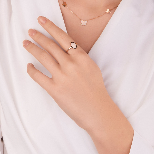 Каблучка з червоного золота Лýна з емаллю (арт. 141218еп) – зображення 3