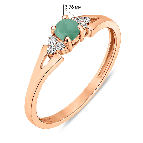 Золотое кольцо с бриллиантами и изумрудом (арт. К011063и) – изображение 4