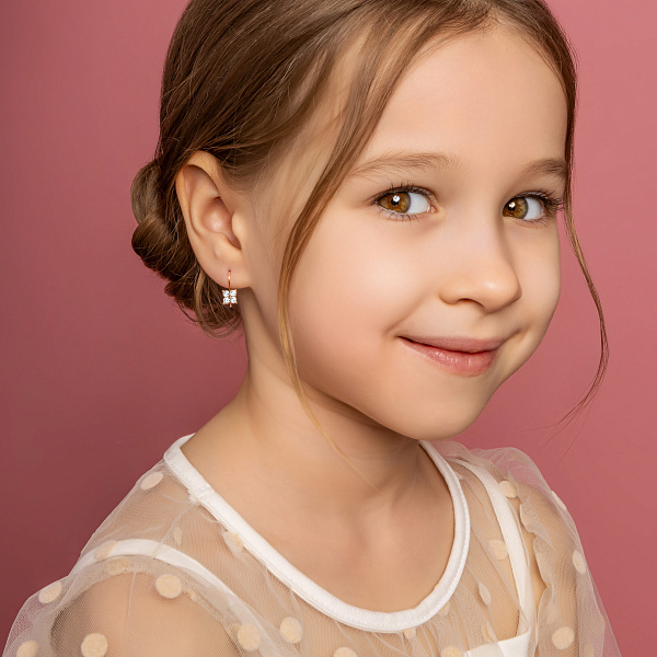 Сережки для детей из золота с фианитами (арт. 110299) – изображение 5