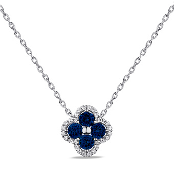Фото Серебряное колье Клевер с альпинитами и фианитами (арт. 7507/1846ас)