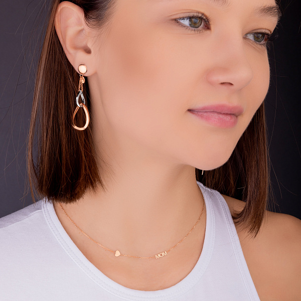 Сережки з червоного і білого золота з підвісками (арт. 1091226кб) – зображення 4