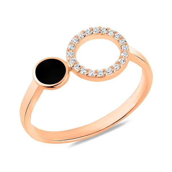 Золота каблучка з фіанітами та емаллю (арт. 1190213101) – зображення 1