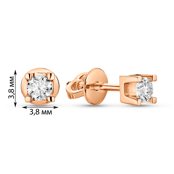 Сережки из красного золота с бриллиантами (арт. Т011155020) – изображение 3