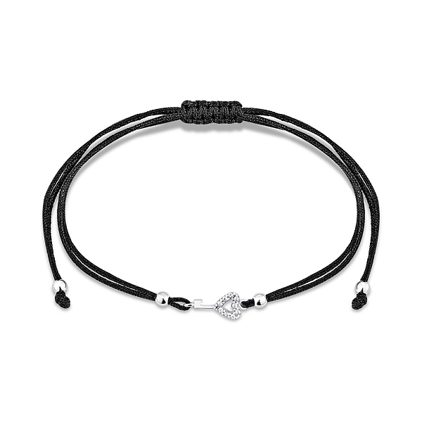 Браслет из шелковой нити и серебра с фианитами (арт. 7309/5035ч) – изображение 1