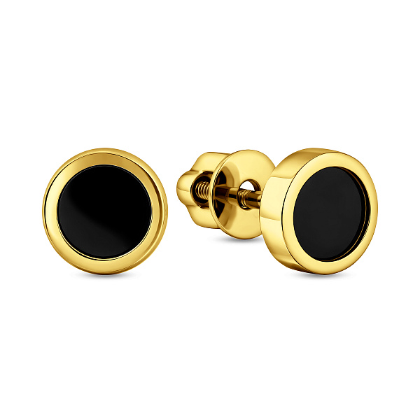 Золотые серьги пусеты с эмалью Лýна (арт. 111086/1жч) – изображение 1