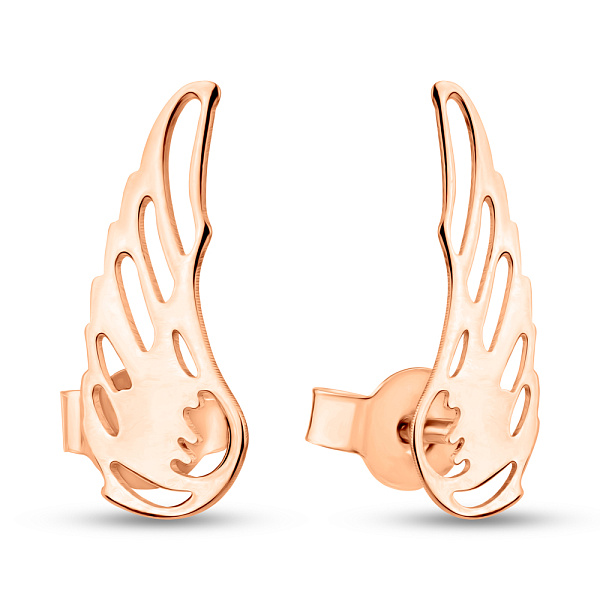 Золоті сережки-пусети "Крила" без каміння  (арт. 108930) – зображення 1