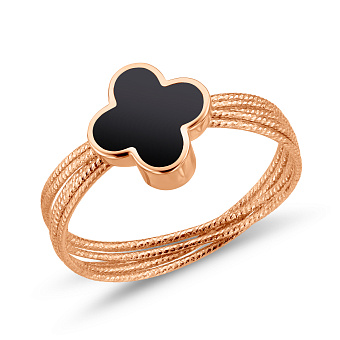 Фото Золота каблучка з емаллю (арт. 141490еча)