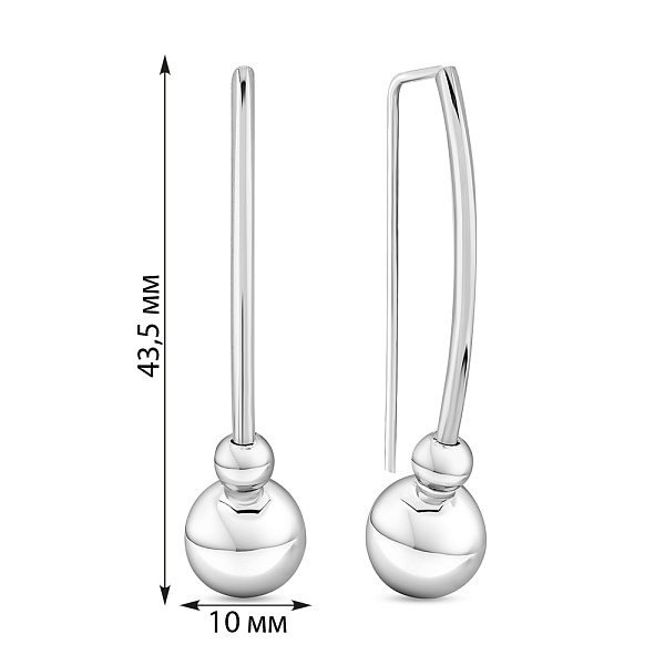 Серьги из белого золота без камней (арт. 100965/3б) – изображение 4