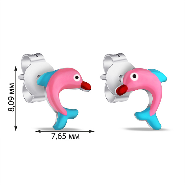 Детские серебряные сережки Дельфины с эмалью (арт. 7518/6801ерг) – изображение 2