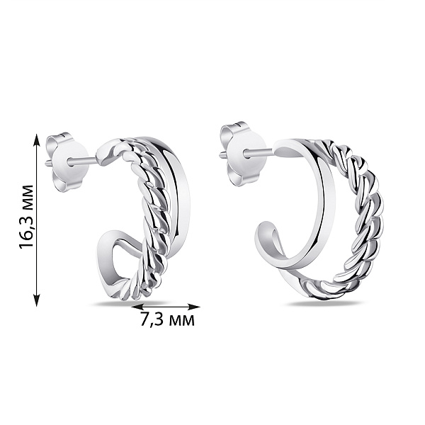 Срібні сережки-пусети без каміння (арт. 7518/6116) – зображення 2