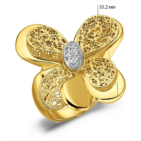 Масивна золота каблучка Francelli з фіанітами (арт. е156710ж) – зображення 5